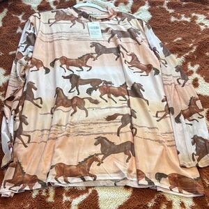 Horse Print Long Sleeve Women's Top